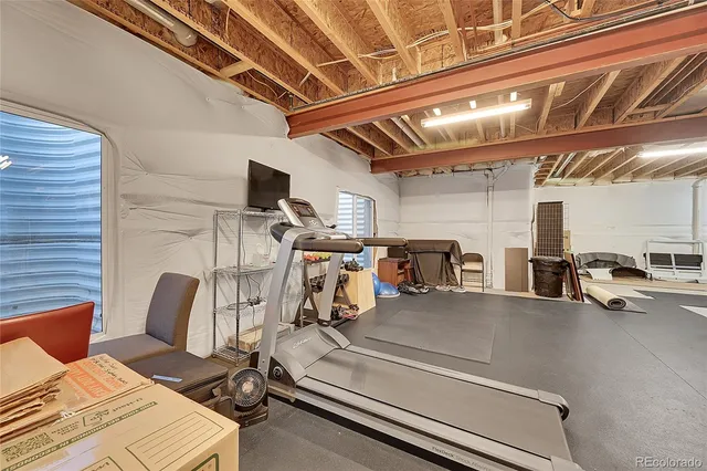 a view of a room with gym equipment