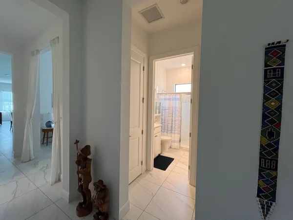 a view of a bathroom with a shower