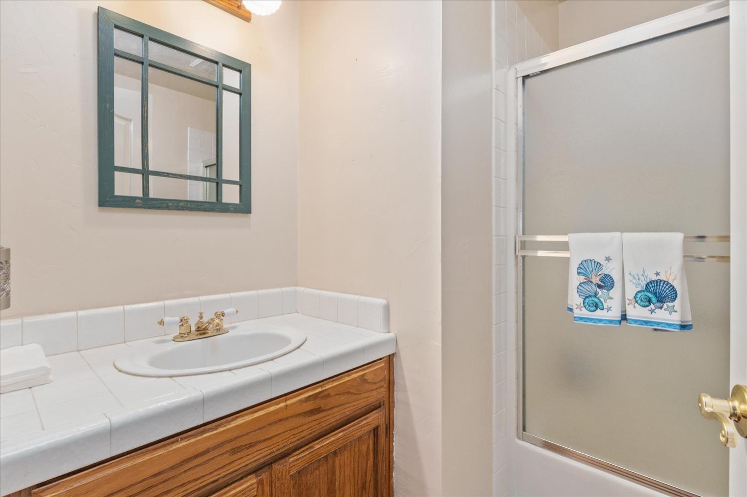 596 Sugarbush Lane Murphys, CA 95247 - Photo 33 of 48 a bathroom with a sink and a mirror
