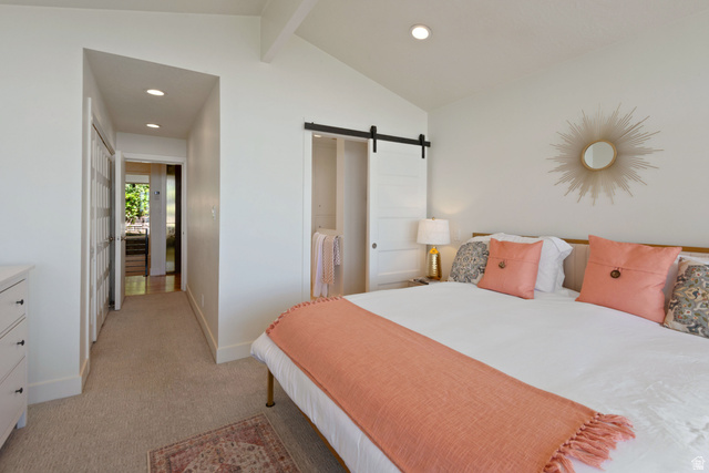 1900 North 100 East Provo, UT 84604 - Photo 16 of 49 Bright bedroom featuring a vaulted ceiling and recessed lighting