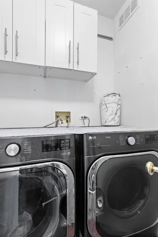 a close view of washer and dryer