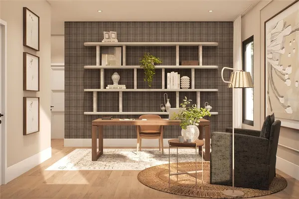 a living room with furniture