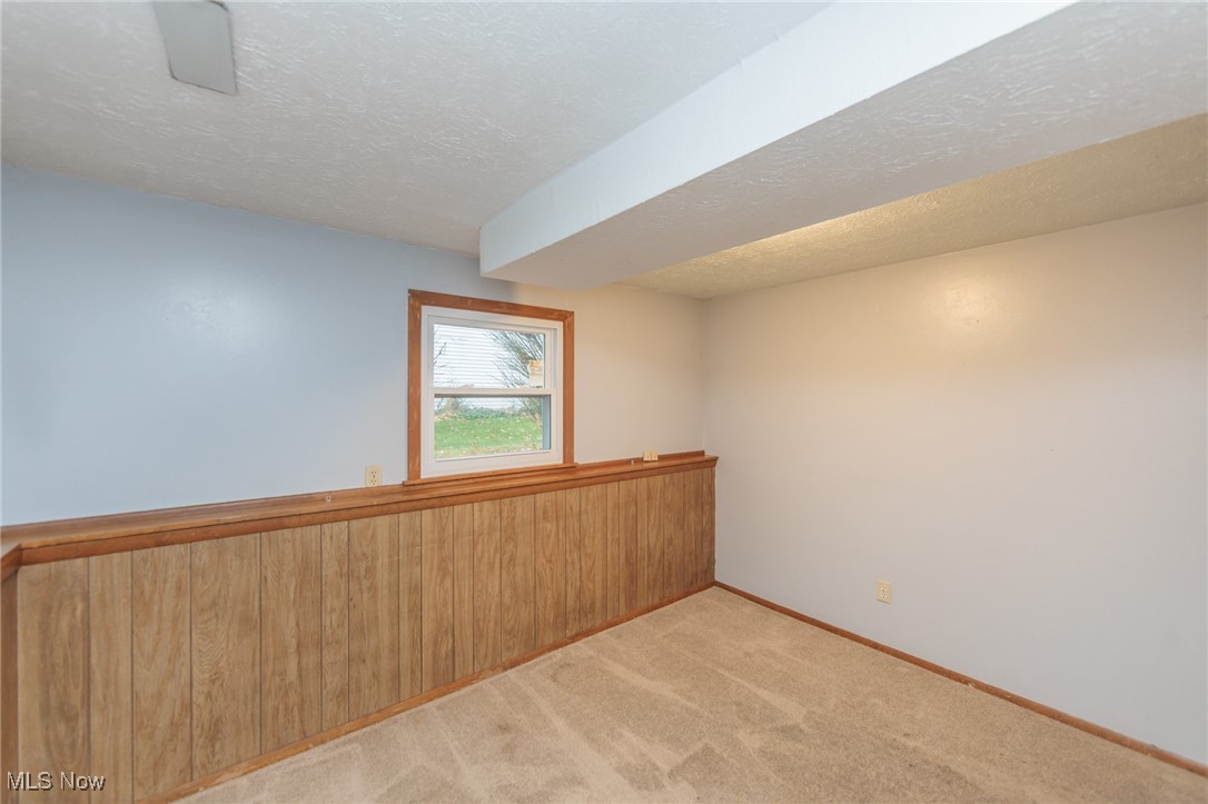 28013 Knickerbocker Road Bay Village, OH 44140 - Photo 33 of 38 Lower level beroom with a textured ceiling and wooden walls