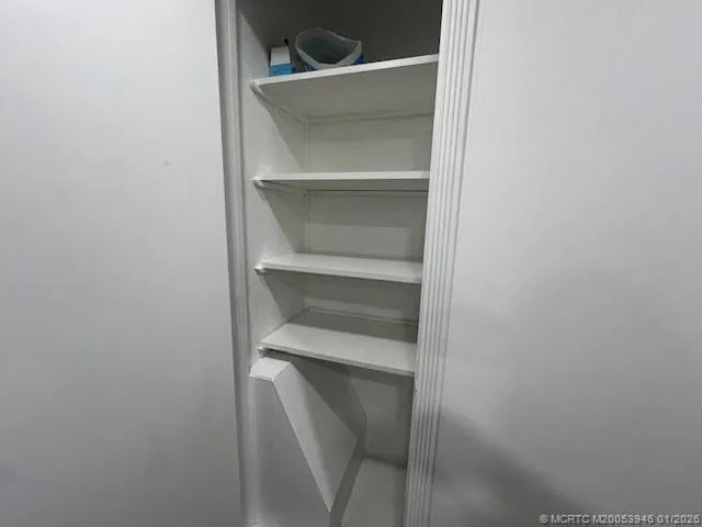 a view of an empty walk in closet