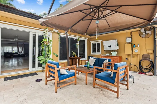 a outdoor space with furniture