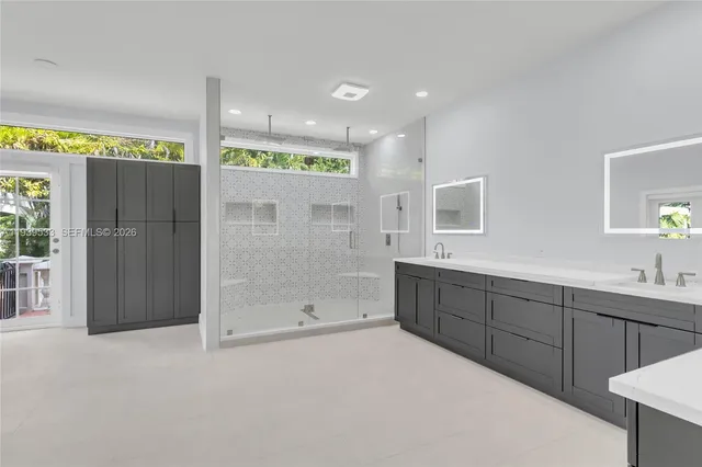 a view of a bathtub in a room