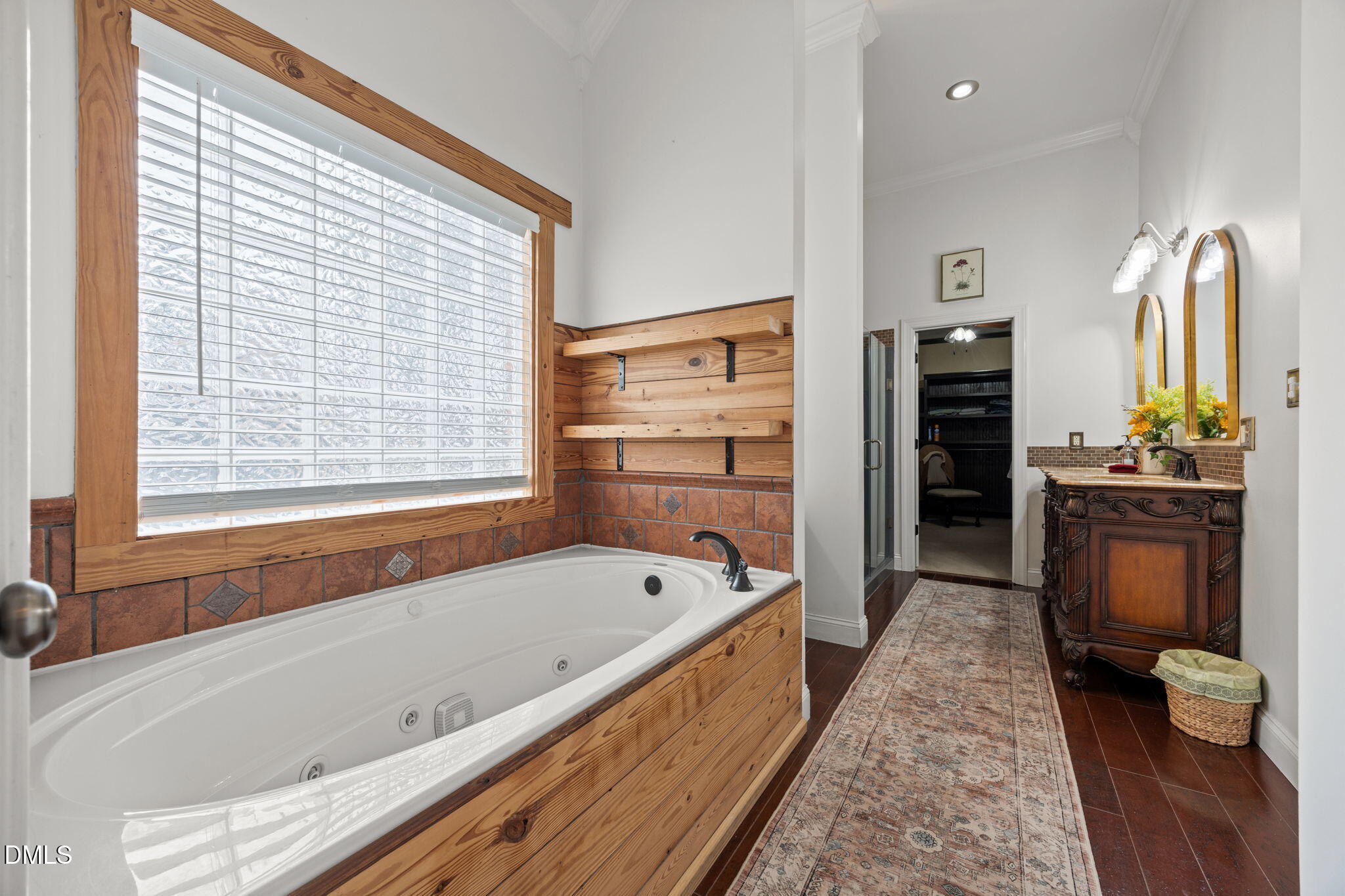 613 Will Lucas Road Linden, NC 28356 - Photo 50 of 98 a bathroom with a granite countertop tub and a sink