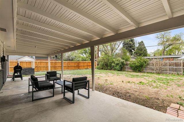 a building outdoor space with seating space