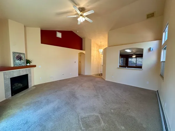 a view of a livingroom with a fireplace
