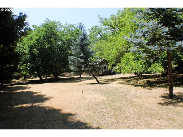 a backyard of a house with lots of green space