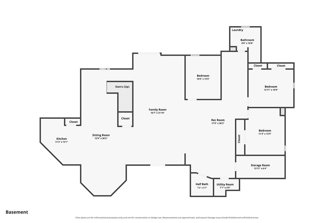 1007 Hampstead Road Bushkill, PA 18324 - Photo 72 of 72 A comprehensive basement floor plan reveals versatile spaces including bedrooms, a family room, and a recreation area.