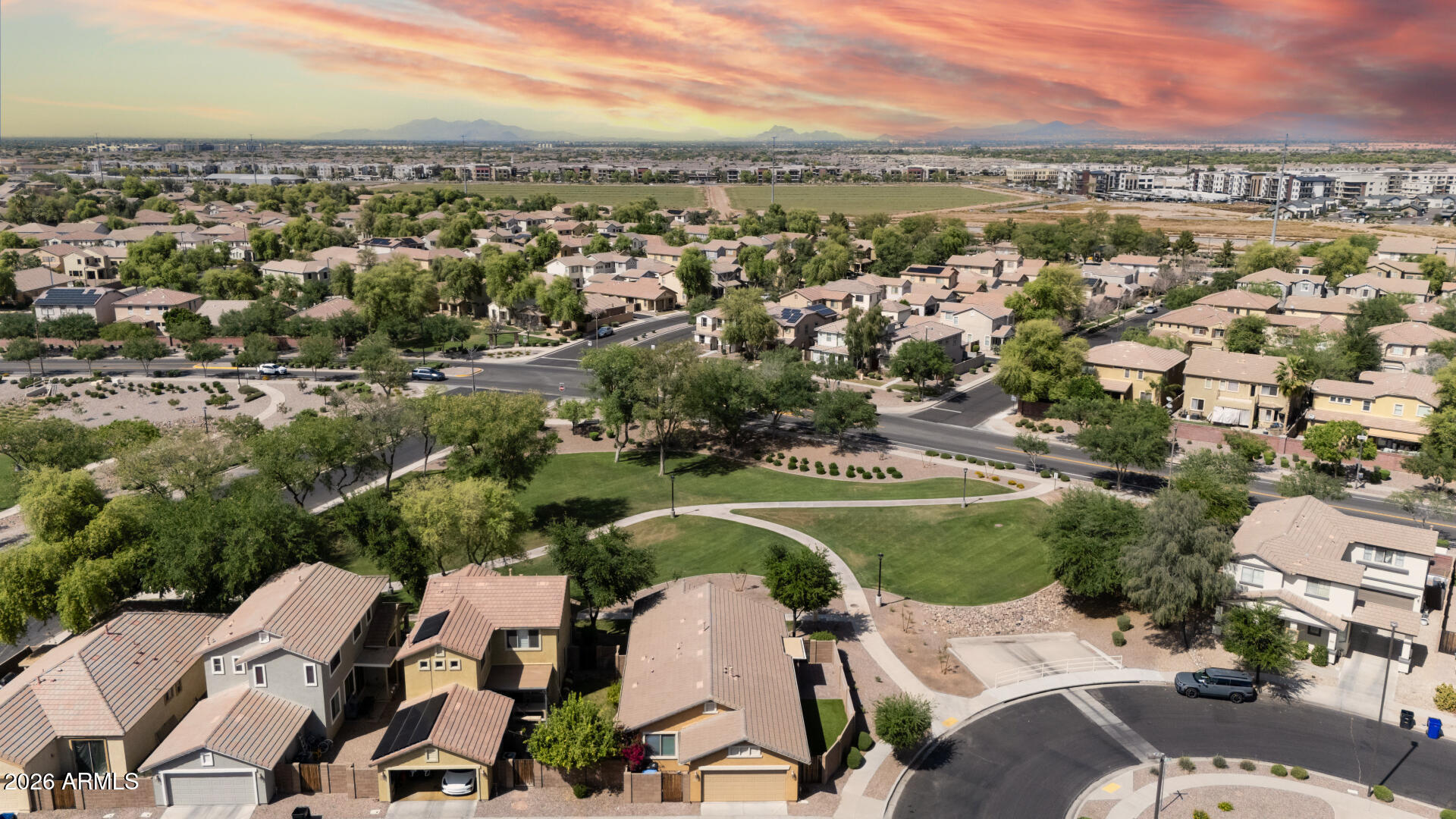 2868 South Anderson Lane Gilbert, AZ 85295 - Photo 47 of 59 an aerial view of a city with lots of residential buildings ocean and mountain view in back