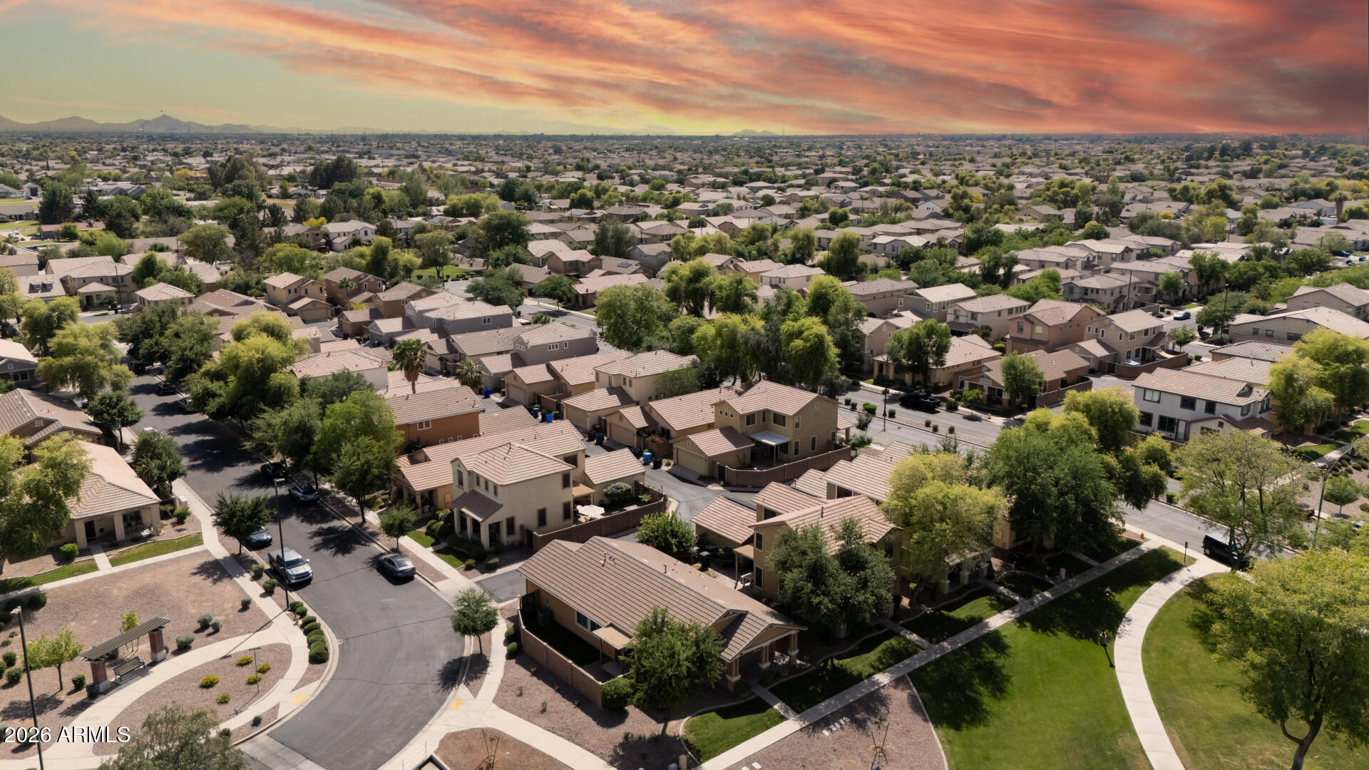 2868 South Anderson Lane Gilbert, AZ 85295 - Photo 52 of 59 an aerial view of a city with lots of residential buildings