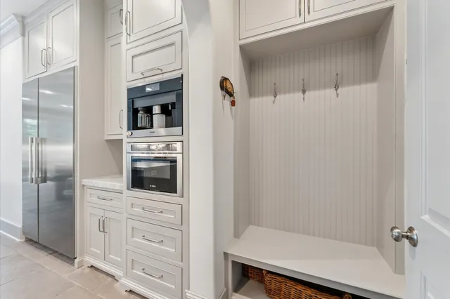 a bathroom with a shower and a sink