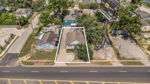an aerial view of a residential houses