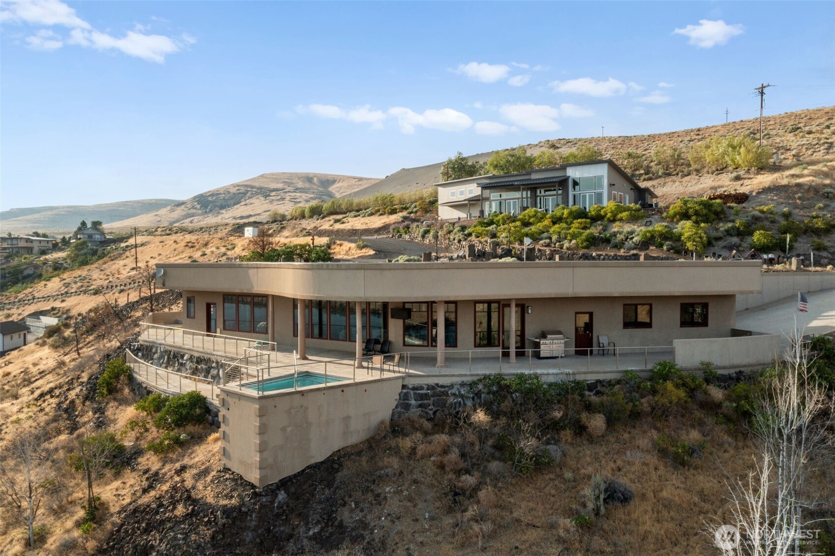 a view of a lake with a mountain