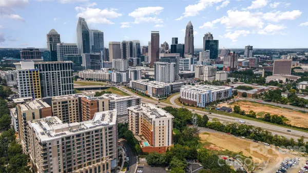 an aerial view of city and lake view