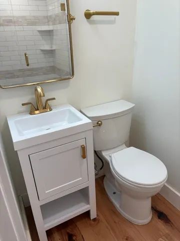 a white toilet sitting next to a bathroom sink