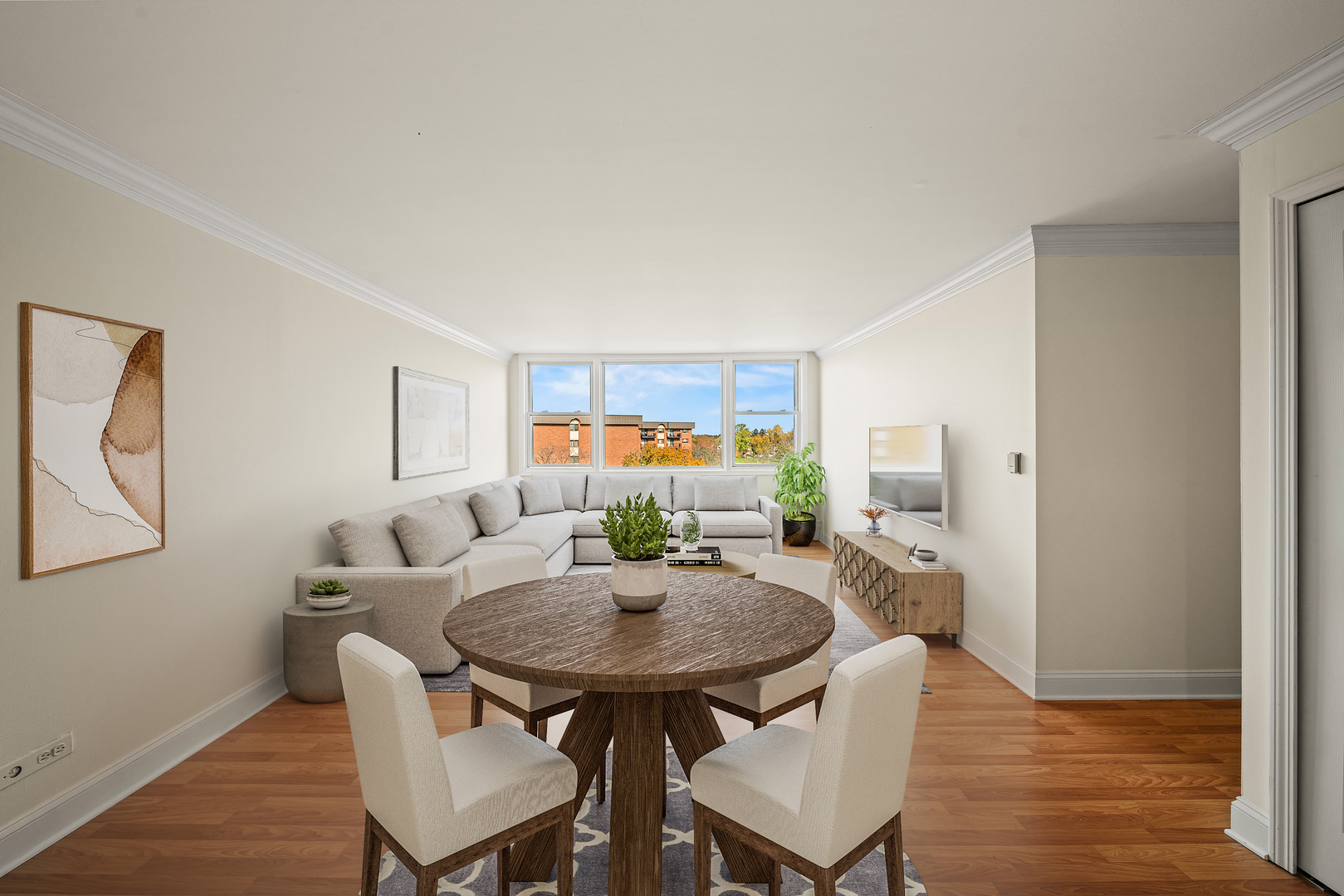 5975 North Odell Avenue, Unit 5C Chicago, IL 60631 - Photo 7 of 20 a view of a dining room with furniture and wooden floor