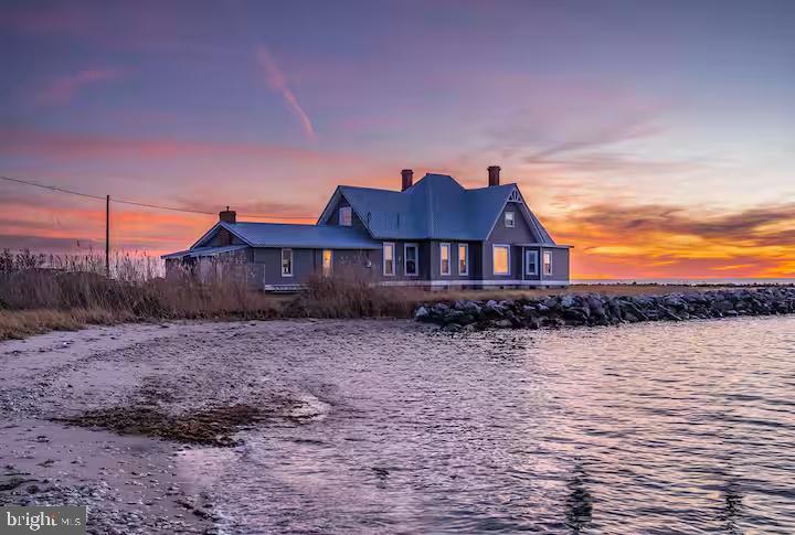 Coastal retreat at sunset glow.