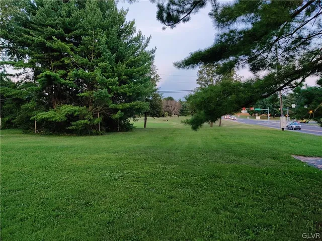 a view of garden with trees and grass