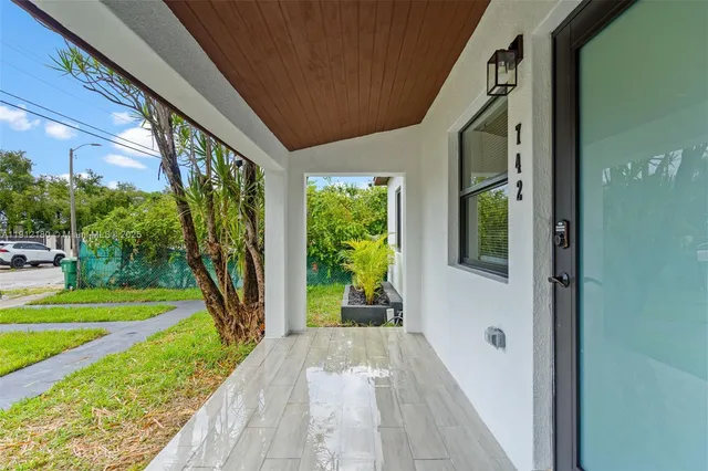 a view of a garden from a windows