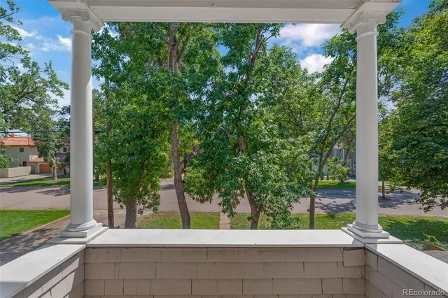 a view of a bench in a garden