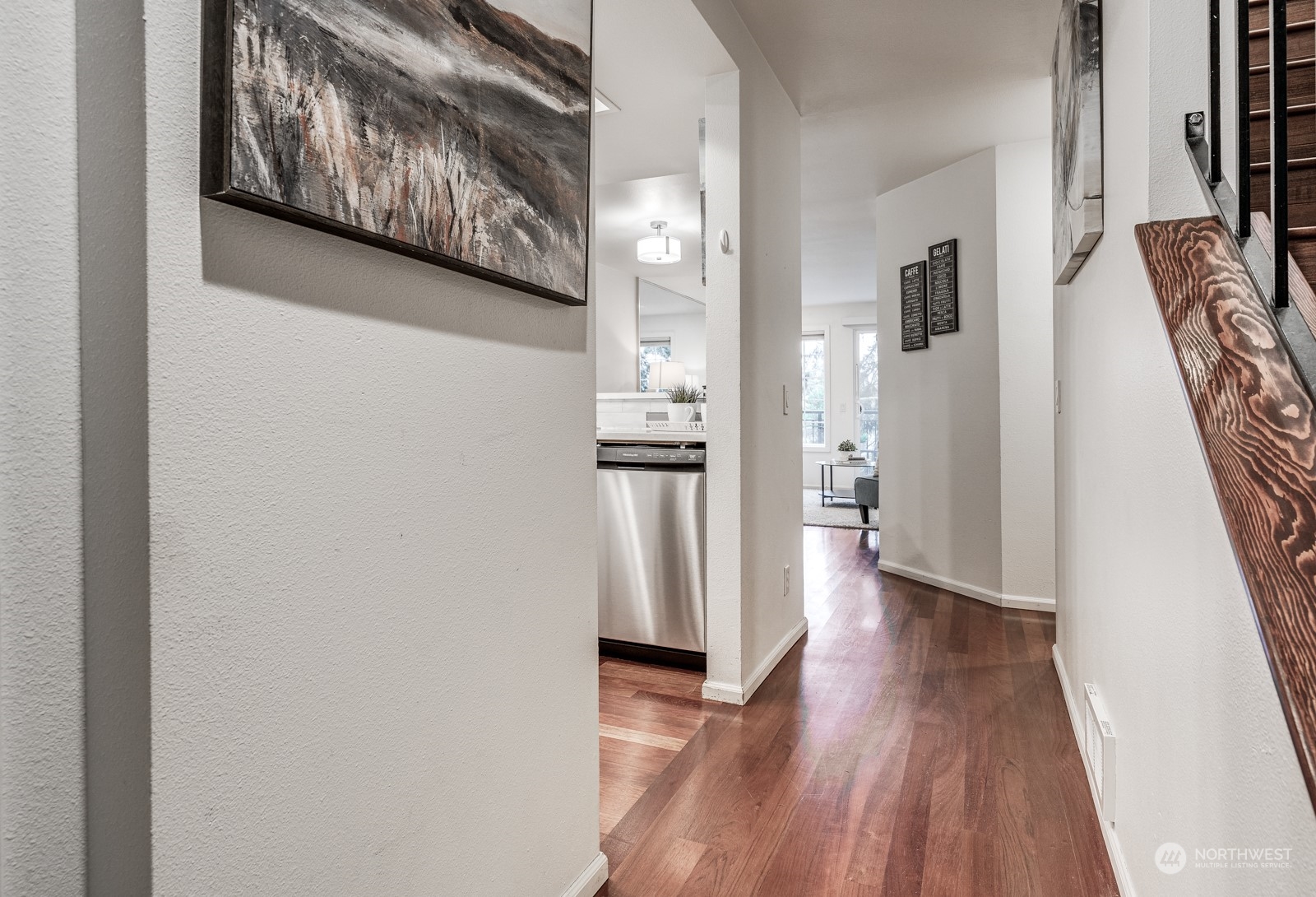 8512 242nd Street Southwest, Unit 9 Edmonds, WA 98026 - Photo 4 of 26 a view of a kitchen from a hallway
