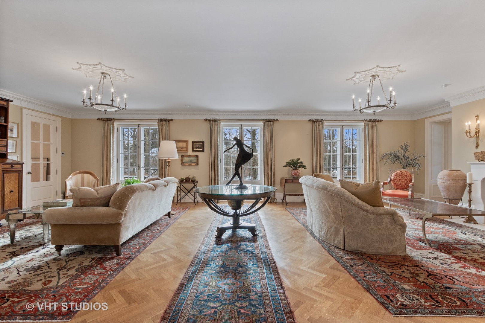 1291 Elm Tree Road Lake Forest, IL 60045 - Photo 6 of 56 a living room with fireplace furniture and a chandelier