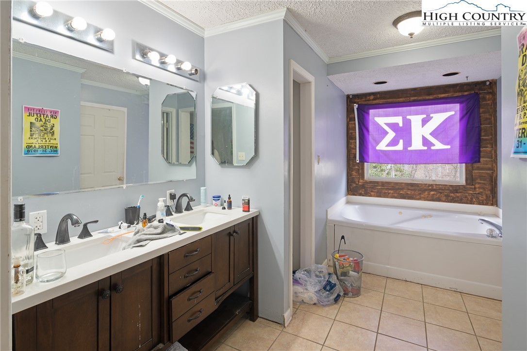 656 Winterberry Trail Boone, NC 28607 - Photo 21 of 47 a bathroom with a sink a mirror and a bathtub