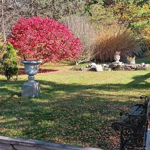 a view of a yard with an outdoor space
