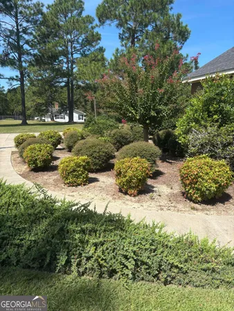 a big yard with lots of green space and trees