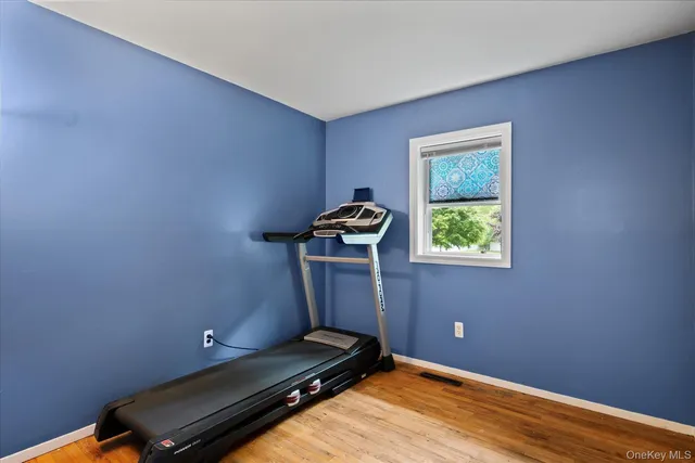 a room with gym equipment