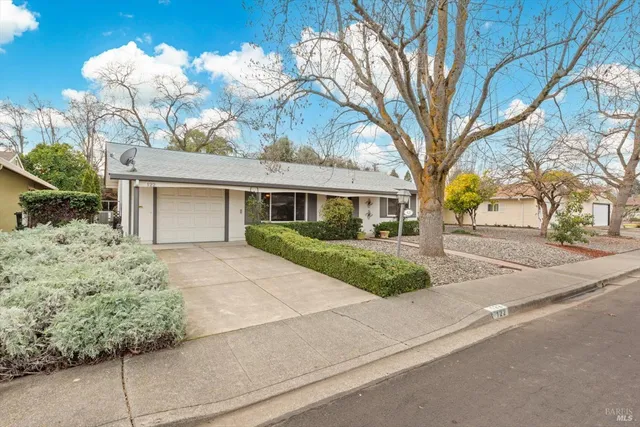 front view of a house with a trees