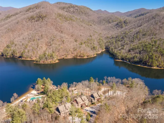 a view of a lake with a mountain in the background