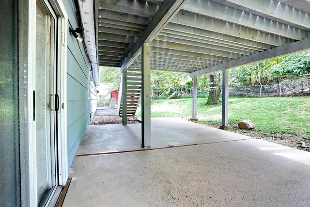 a garden view with a backyard