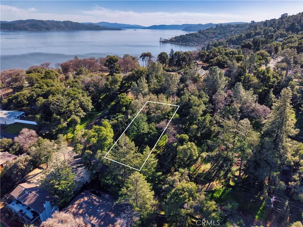 a view of a lake with a mountain in the background