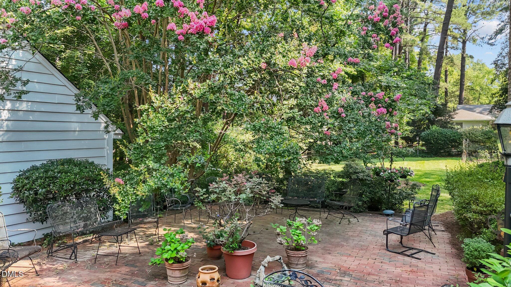 3724 Hope Valley Road Durham, NC 27707 - Photo 43 of 55 a view of a backyard with potted plants and large tree