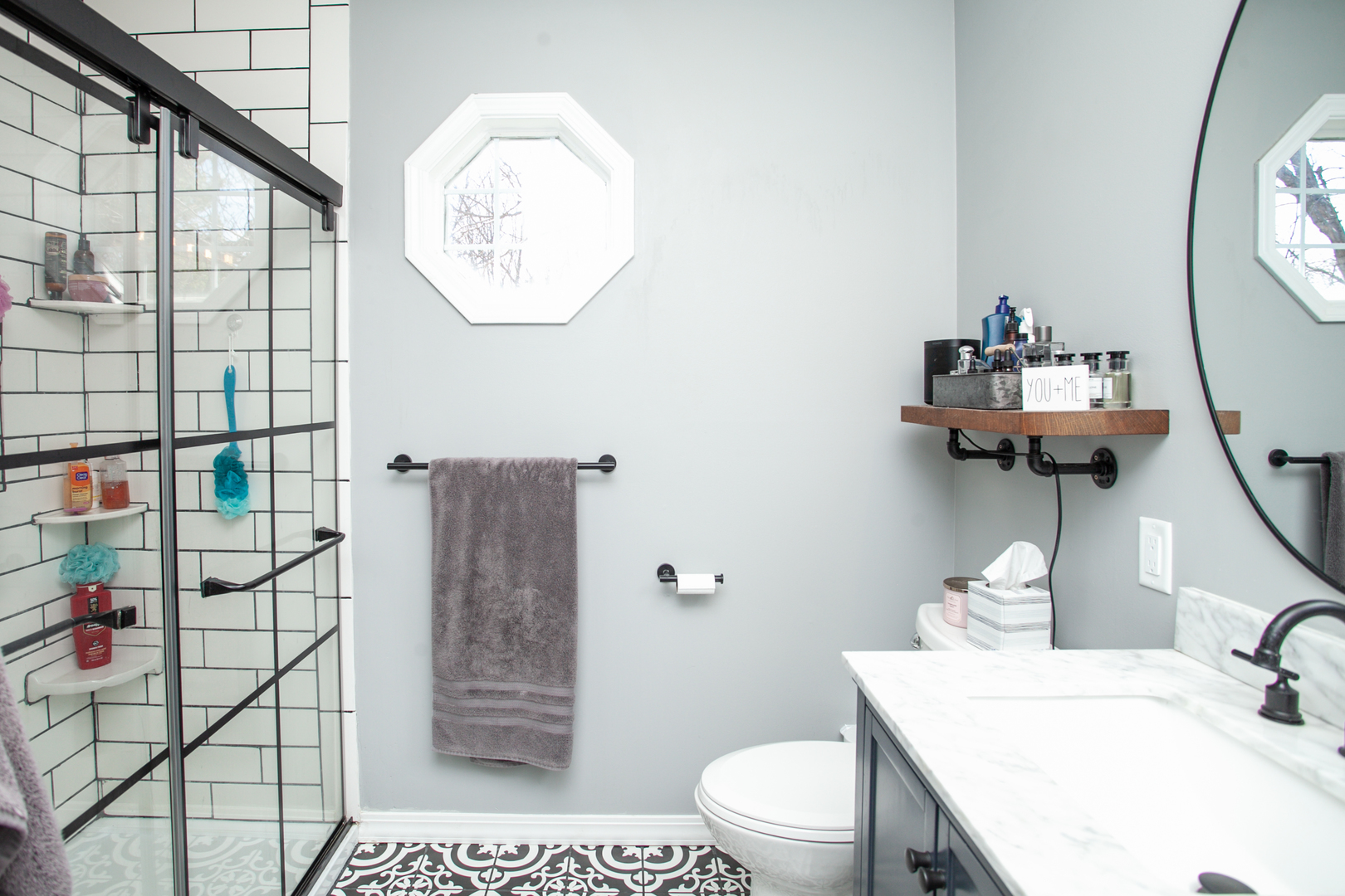 1308 Mill Creek Road Bloomington, IL 61704 - Photo 17 of 26 a bathroom with a sink a toilet and shower