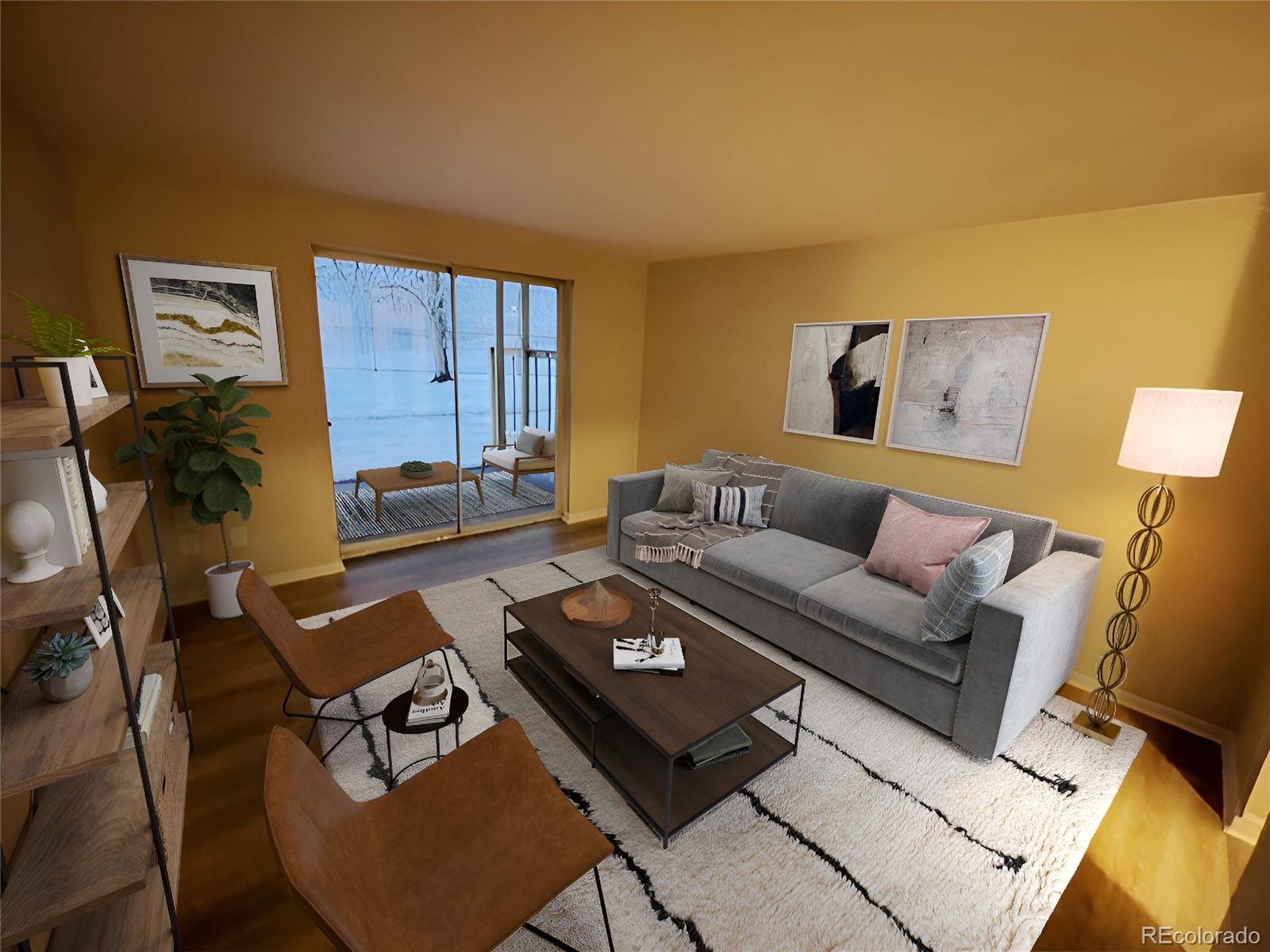 1304 South Parker Road, Unit 148 Denver, CO 80231 - Photo 6 of 23 a living room with furniture and wooden floor