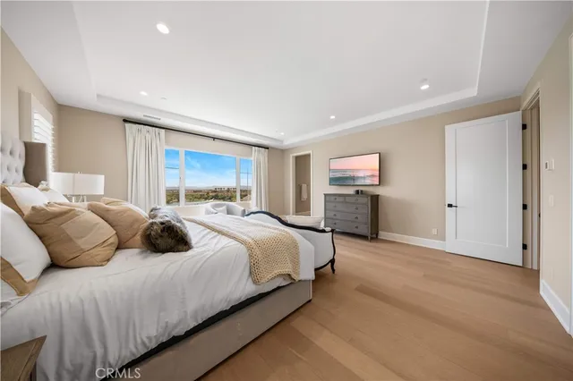 a view of a lake with a garden