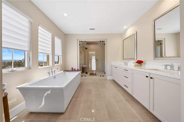 a view of a lake with a garden