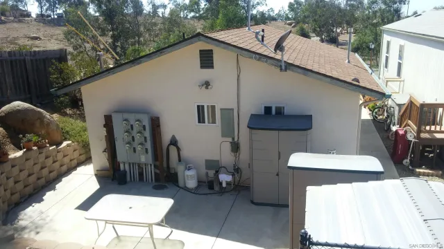 a view of a yard with mountain view