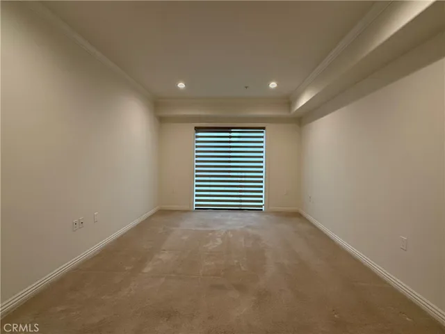 a view of a room with windows