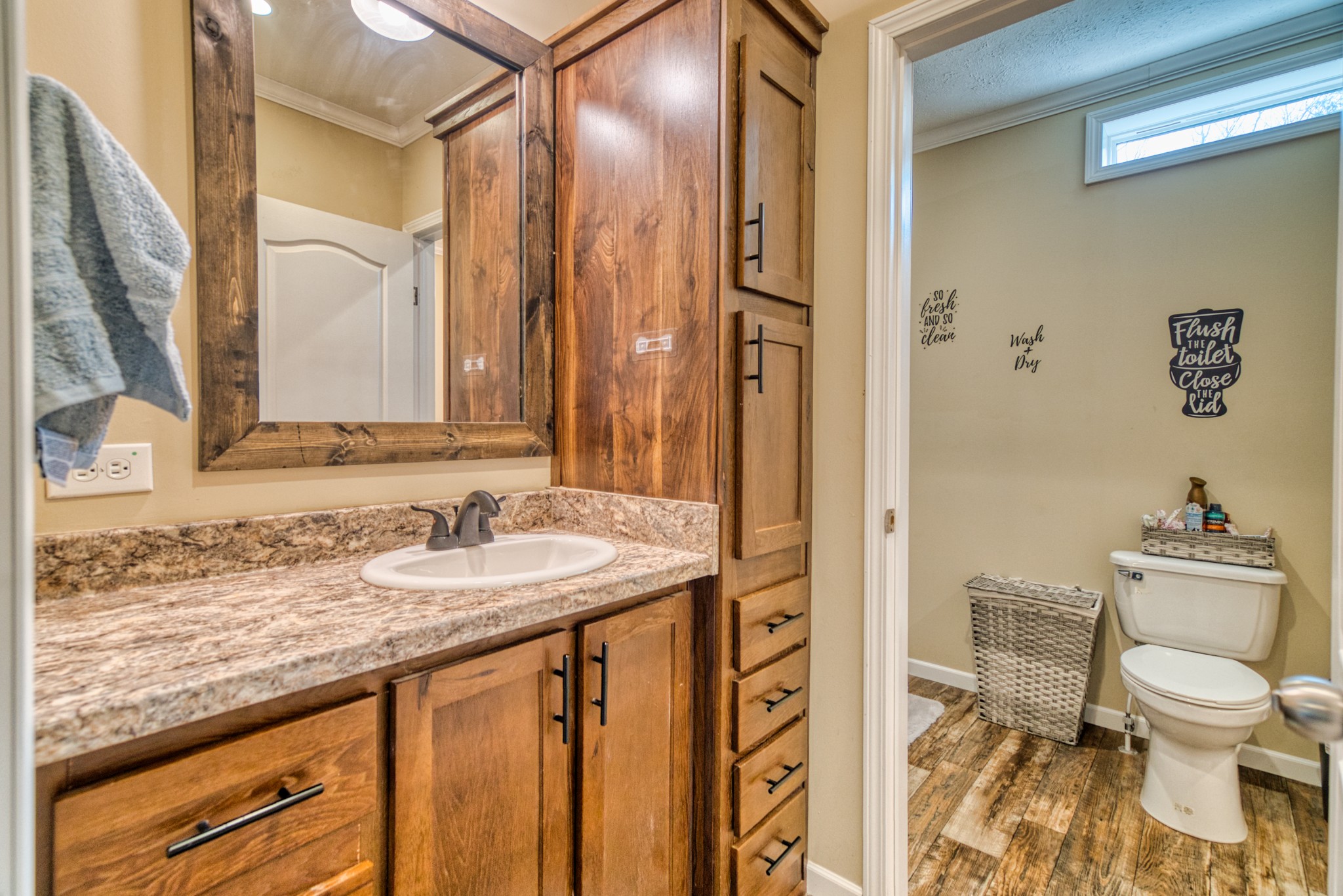 721 Spa Road Lewisburg, KY 42256 - Photo 54 of 56 a bathroom with a granite countertop sink toilet and shower