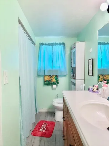 a bathroom with a sink toilet and a mirror
