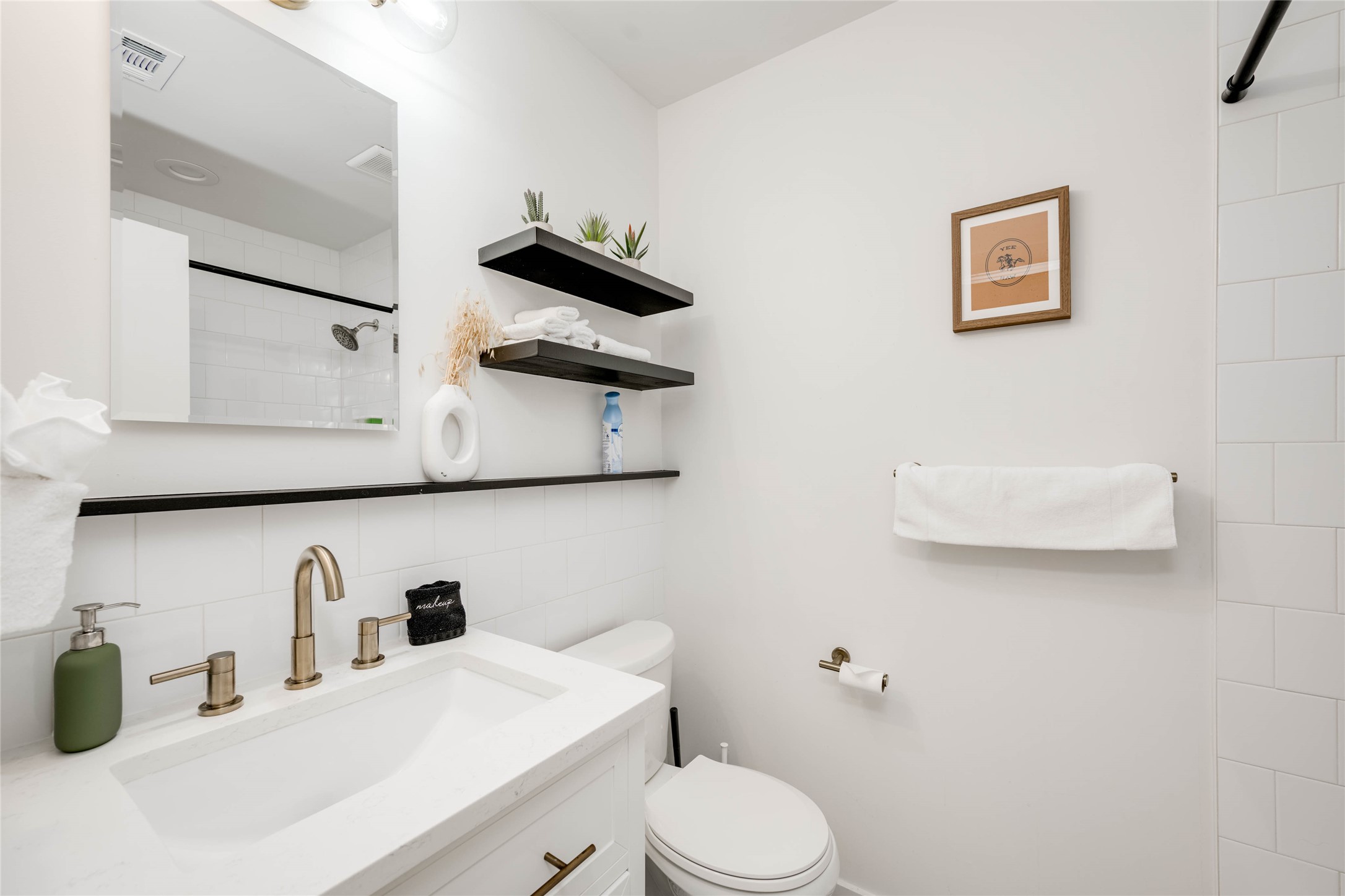 2516 Friar Tuck Lane Austin, TX 78704 - Photo 30 of 40 a bathroom with a sink vanity mirror and toilet