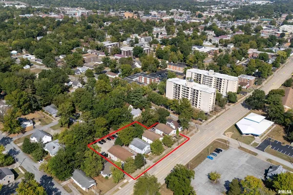 an aerial view of a house