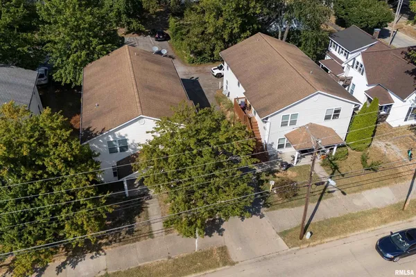 an aerial view of a house