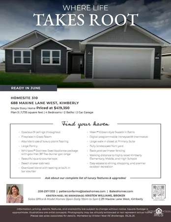 $419,350 | 688 Maxine Lane, Unit HOMESITE 310, Kimberly, ID 83341